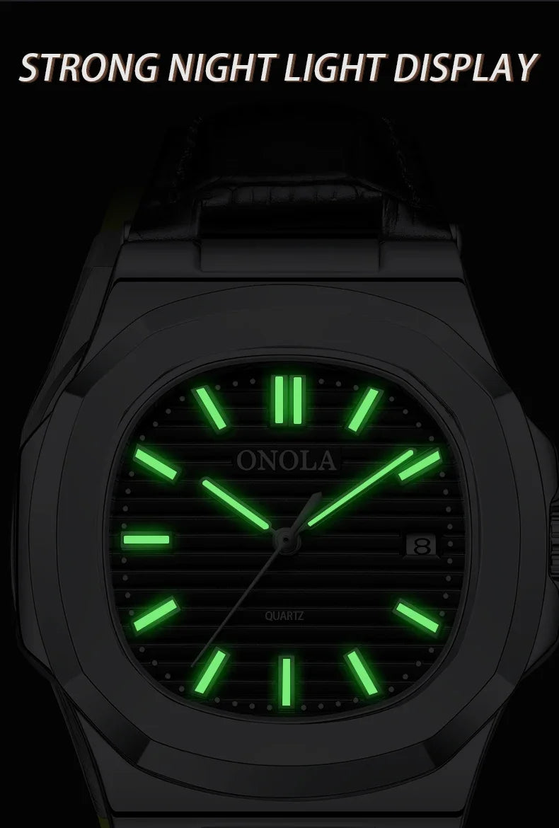 Men's Business Leather Waterproof Watch