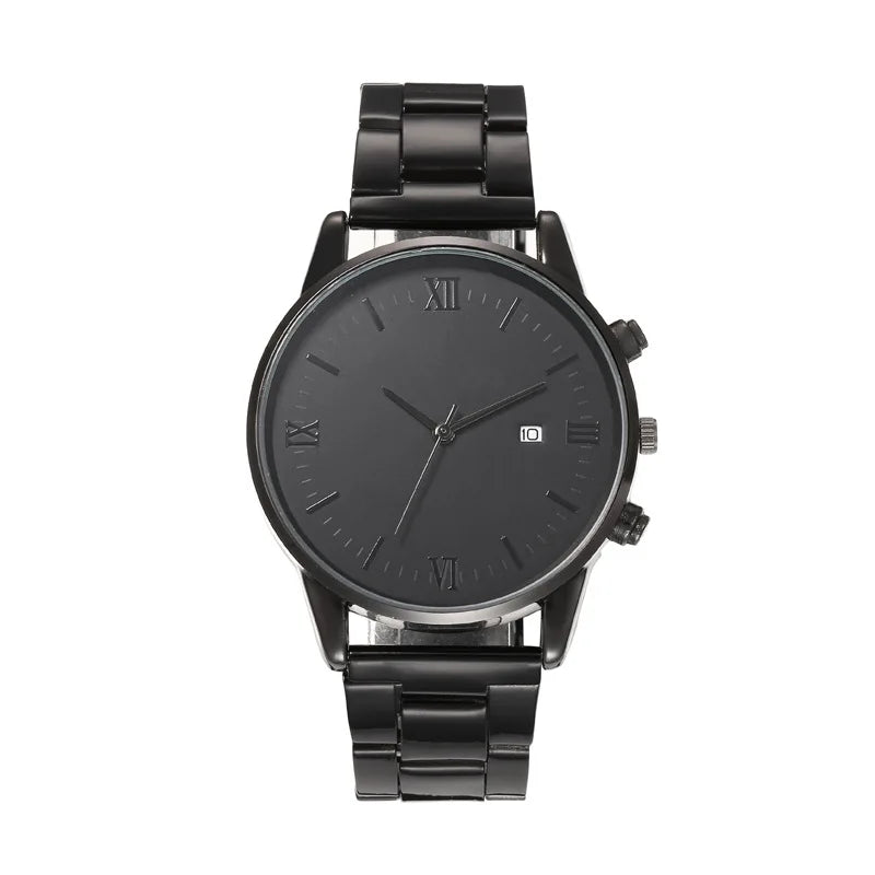 Luxury Steel Watch + Bracelet, Ring & Necklace