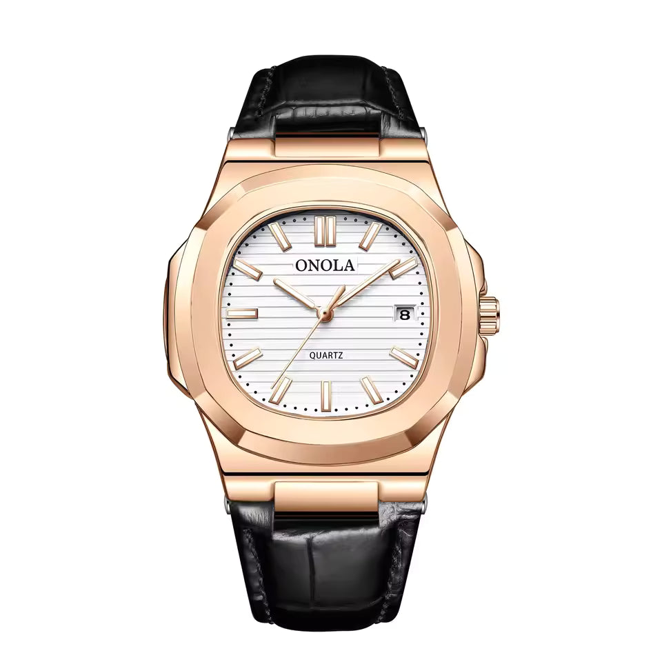 Men's Business Leather Waterproof Watch