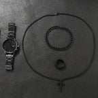 Luxury Steel Watch + Bracelet, Ring & Necklace