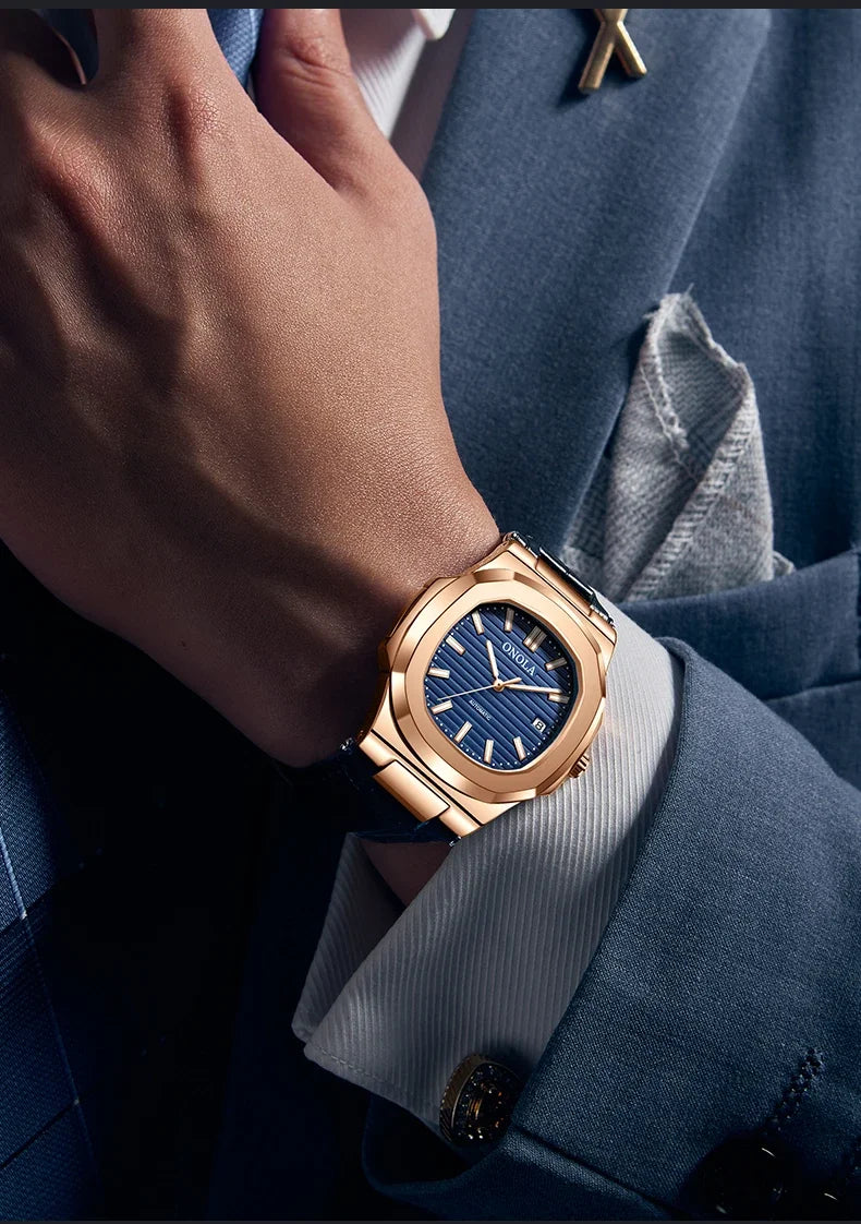 Men's Business Leather Waterproof Watch
